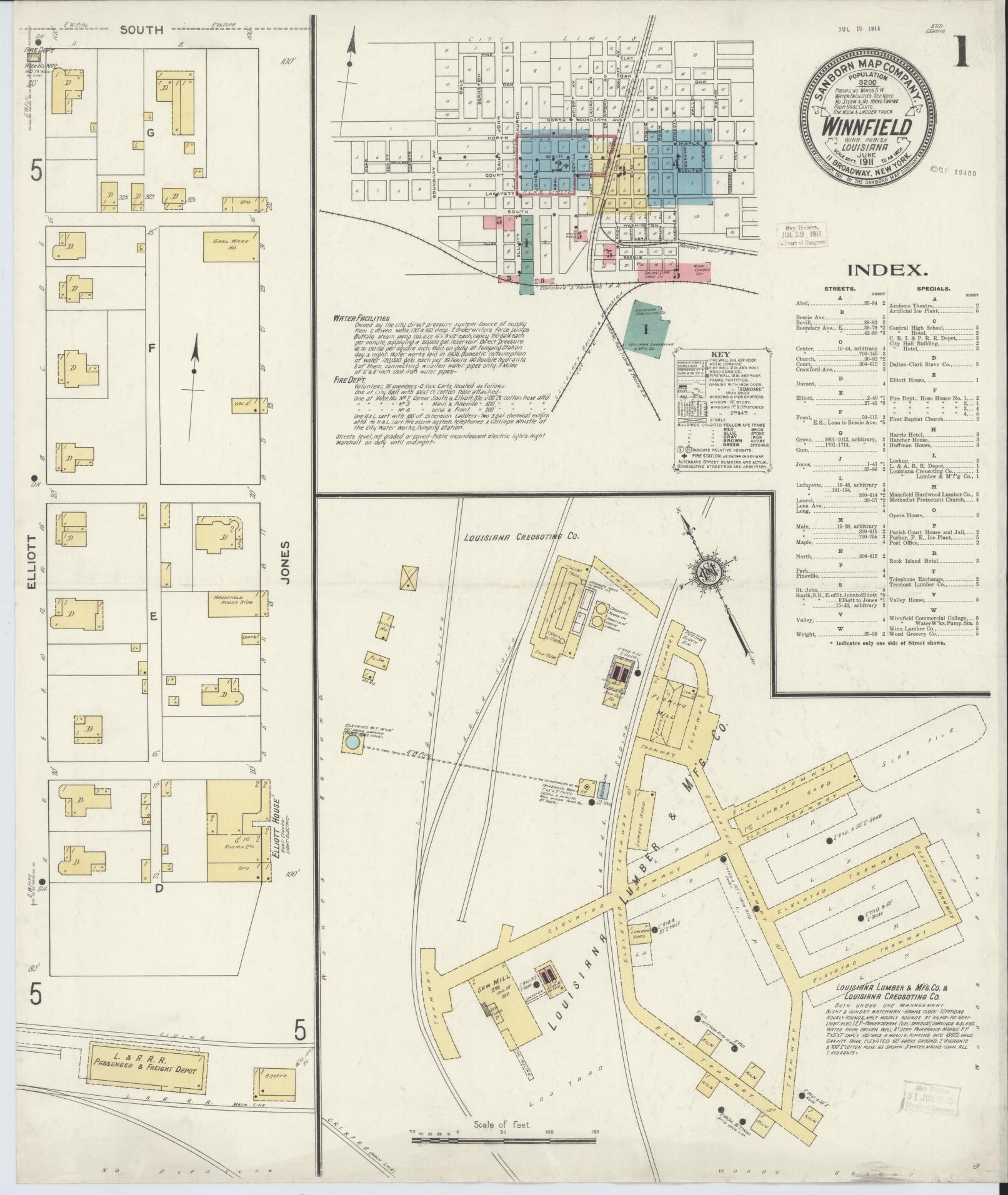 Sanborn Fire Insurance Map from Winnfield, Winn Parish, Louisiana. (1911) – Historic Sanborn Fire Insurance Map Print