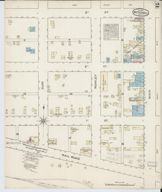 Sanborn Fire Insurance Map from Mitchell, Davison County, South Dakota (1884), Sheet #0002 - Historic Sanborn Fire Insurance Map Print, vintage old map wall art, antique decor, genealogy gift, South Dakota South Dakota map
