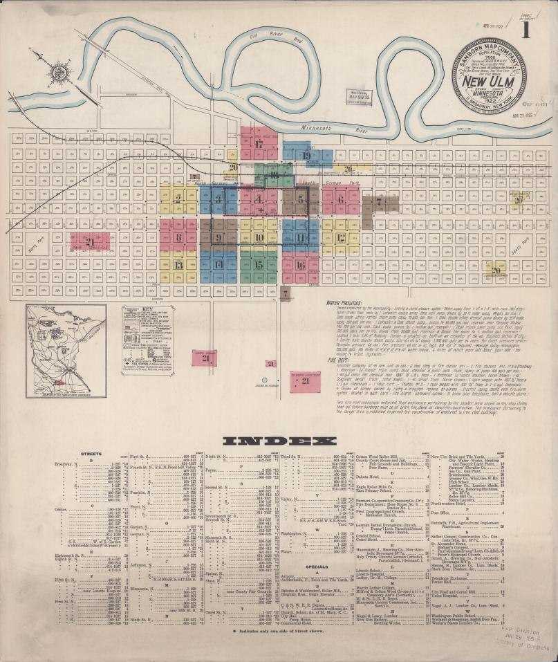 Sanborn Fire Insurance Map from New Ulm, Brown County, Minnesota. (1922) – Map View