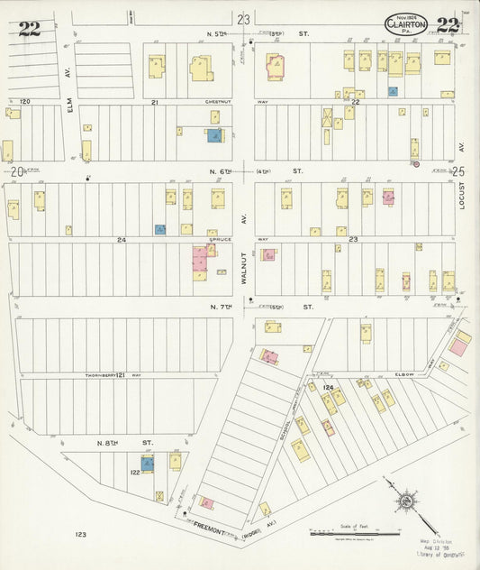 Sanborn Fire Insurance Map from Clairton, Allegheny County, Pennsylvania (1924), Sheet #0022 - Historic Sanborn Fire Insurance Map Print, vintage old map wall art, antique decor, genealogy gift, Pennsylvania Pennsylvania map