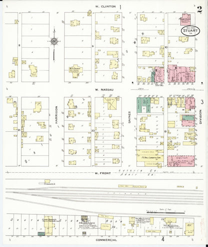 Sanborn Fire Insurance Map from Stuart, Guthrie and Adair Counties, Iowa (1909), Sheet #0002 - Historic Sanborn Fire Insurance Map Print, vintage old map wall art