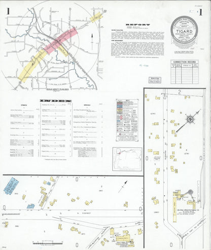 Sanborn Fire Insurance Map from Tigard, Washington County, Oregon (1950), Sheet #0001 - Complete Map Set gallery image, historic Sanborn map, vintage wall art, Oregon Oregon