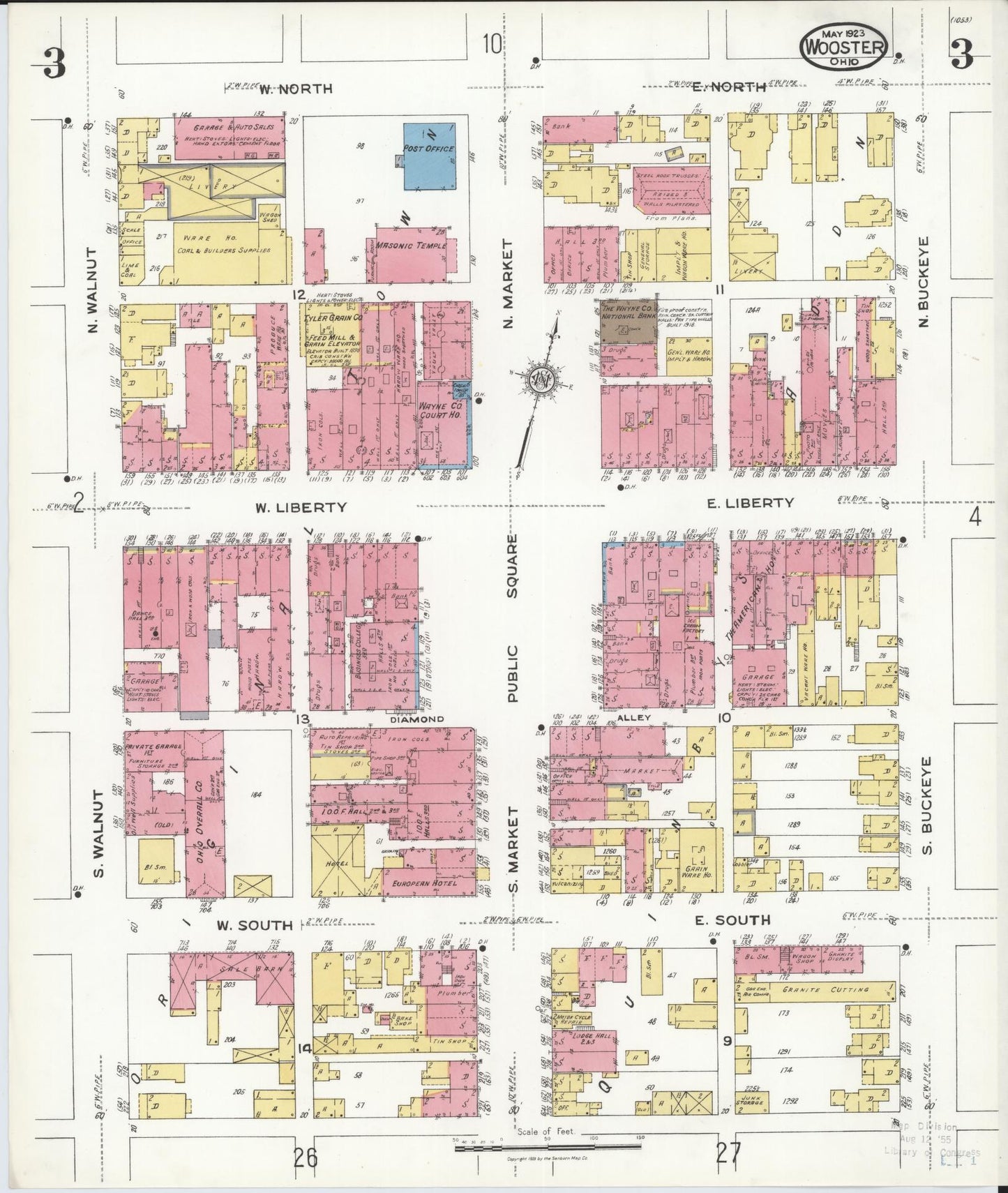 Sanborn Fire Insurance Map from Wooster, Wayne County, Ohio (1923), Sheet #0003 - Complete Map Set gallery image, historic Sanborn map, vintage wall art, Ohio Ohio