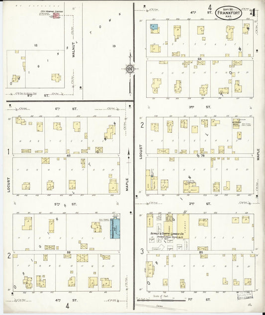 Sanborn Fire Insurance Map from Frankfort, Marshall County, Kansas (1911), Sheet #0004 - Historic Sanborn Fire Insurance Map Print, vintage old map wall art, antique decor, genealogy gift, Kansas Kansas map