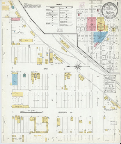 Sanborn Fire Insurance Map from Elk City, Beckham County, Oklahoma (1904), Sheet #0001 - Complete Map Set gallery image, historic Sanborn map, vintage wall art, Oklahoma Oklahoma