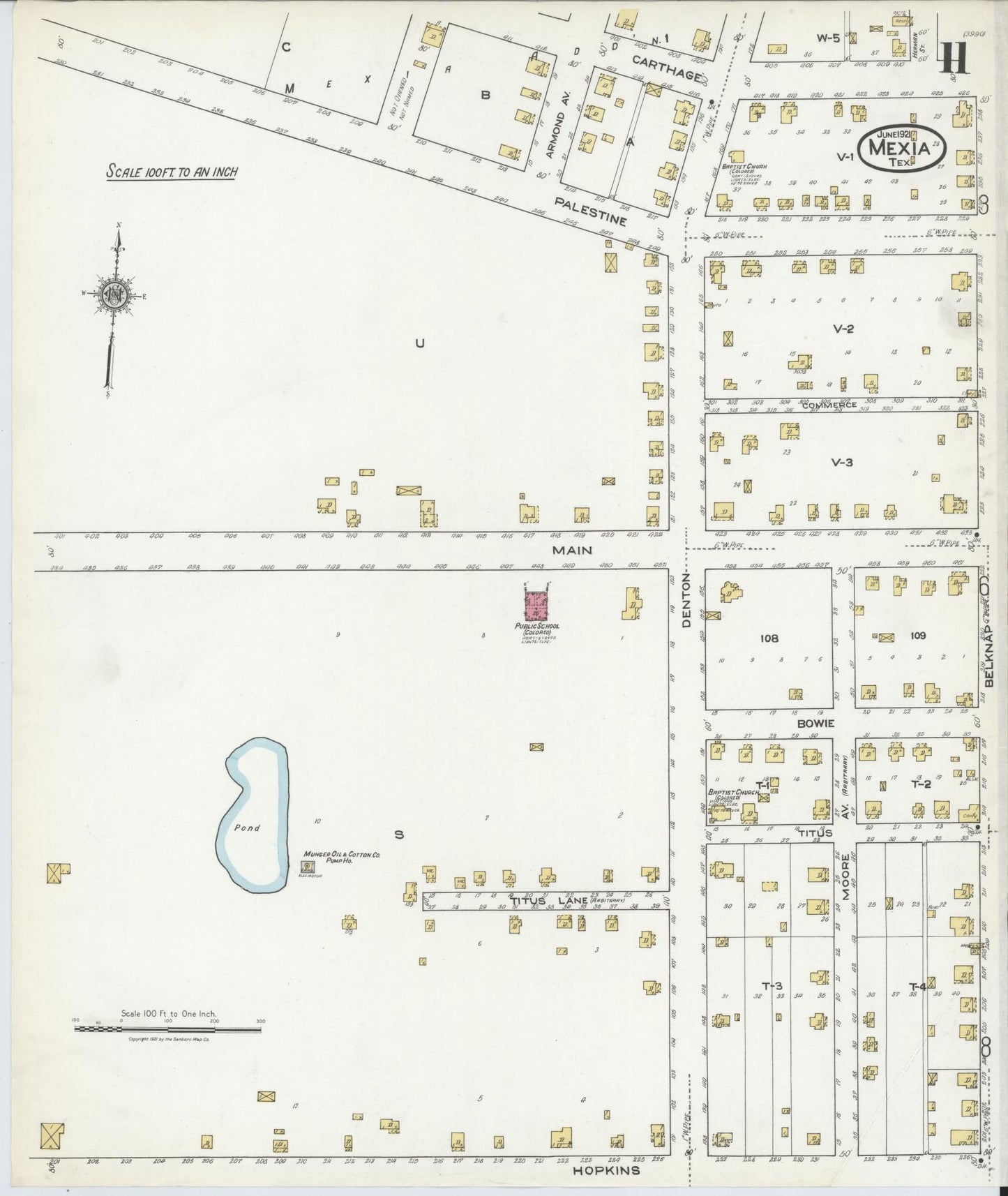 Sanborn Fire Insurance Map from Mexia, Limestone County, Texas (1921), Sheet #0011 - Complete Map Set gallery image, historic Sanborn map, vintage wall art, Texas Texas