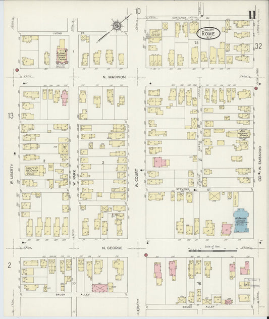 Sanborn Fire Insurance Map from Rome, Oneida County, New York (1914), Sheet #0011 - Historic Sanborn Fire Insurance Map Print, vintage old map wall art, antique decor, genealogy gift, New York New York map
