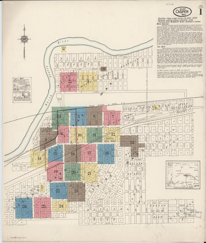 Sanborn Fire Insurance Map from Casper, Natrona County, Wyoming (1921), Sheet #0002 - Complete Map Set gallery image, historic Sanborn map, vintage wall art, Wyoming Wyoming