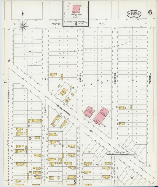 Sanborn Fire Insurance Map from Depew, Erie County, New York (1905), Sheet #0006 - Historic Sanborn Fire Insurance Map Print, vintage old map wall art, antique decor, genealogy gift, New York New York map