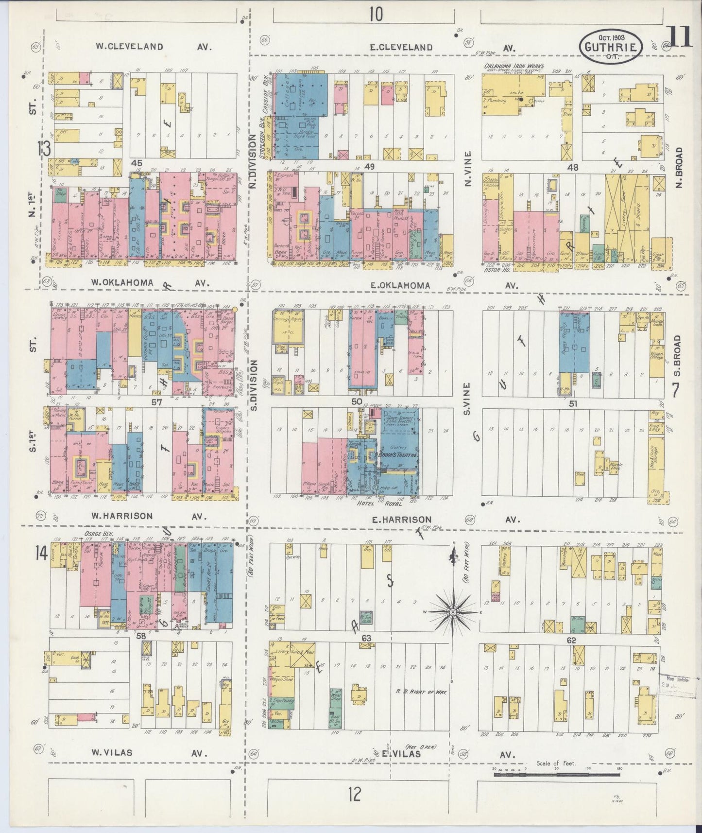 Sanborn Fire Insurance Map from Guthrie, Logain County, Oklahoma (1903), Sheet #0011 - Complete Map Set gallery image, historic Sanborn map, vintage wall art, Oklahoma Oklahoma