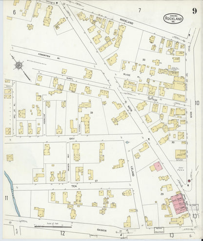 Sanborn Fire Insurance Map from Rockland, Knox County, Maine (1912), Sheet #0009 - Complete Map Set gallery image, historic Sanborn map, vintage wall art, Maine Maine