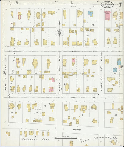 Sanborn Fire Insurance Map from Faribault, Rice County, Minnesota (1899), Sheet #0007 - Complete Map Set gallery image, historic Sanborn map, vintage wall art, Minnesota Minnesota