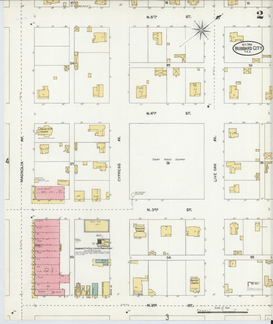Sanborn Fire Insurance Map from Hubbard, Hill County, Texas (1904), Sheet #0002 - Historic Sanborn Fire Insurance Map Print, vintage old map wall art, antique decor, genealogy gift, Texas Texas map
