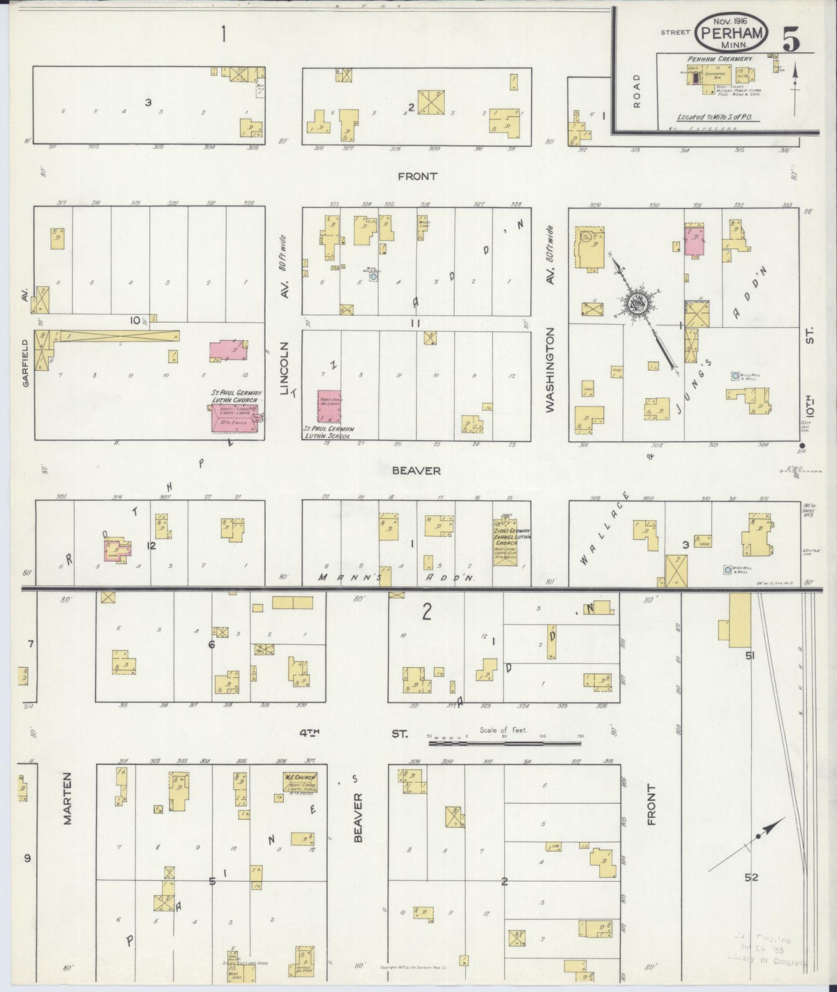 Sanborn Fire Insurance Map from Perham, Otter Tail County, Minnesota (1916), Sheet #0005 - Complete Map Set gallery image, historic Sanborn map, vintage wall art, Minnesota Minnesota