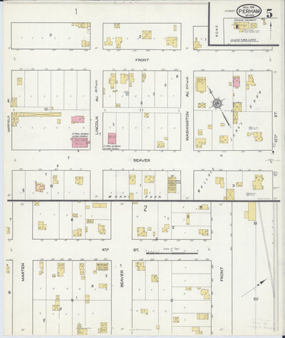 Sanborn Fire Insurance Map from Perham, Otter Tail County, Minnesota (1916), Sheet #0005 - Complete Map Set gallery image, historic Sanborn map, vintage wall art, Minnesota Minnesota