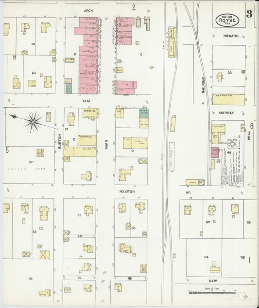 Sanborn Fire Insurance Map from Royse City, Rockwell County, Texas (1906), Sheet #0003 - Historic Sanborn Fire Insurance Map Print, vintage old map wall art, antique decor, genealogy gift, Texas Texas map