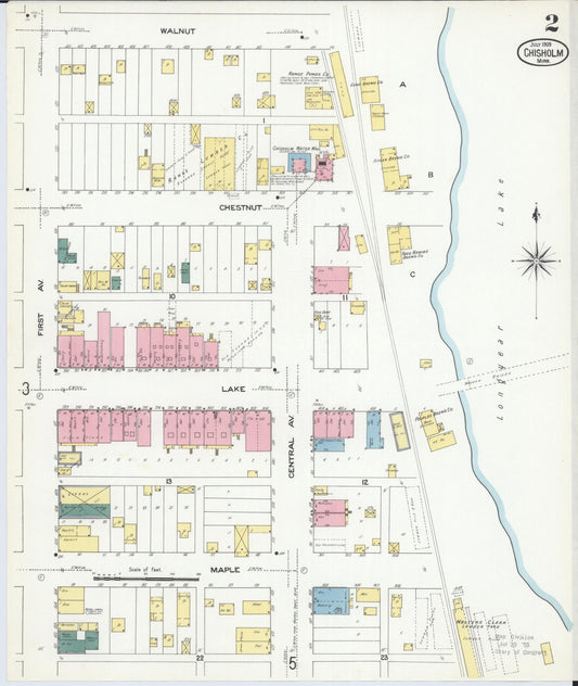 Sanborn Fire Insurance Map from Chisholm, Saint Louis County, Minnesota (1909), Sheet #0002 - Historic Sanborn Fire Insurance Map Print, vintage old map wall art, antique decor, genealogy gift, Minnesota Minnesota map