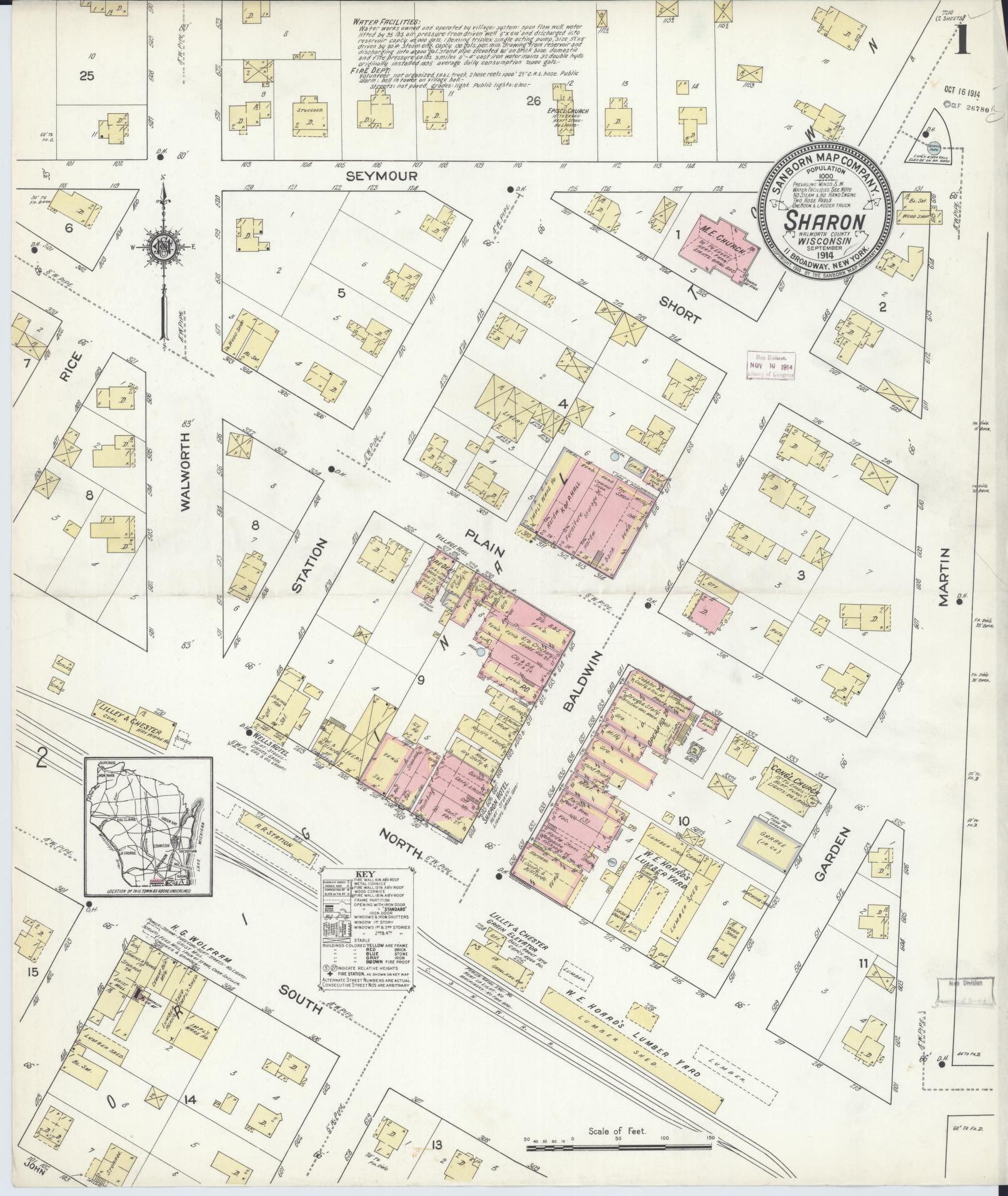 Sharon, Walworth County, Wisconsin (1914) – Sanborn Fire Insurance Map – Map View