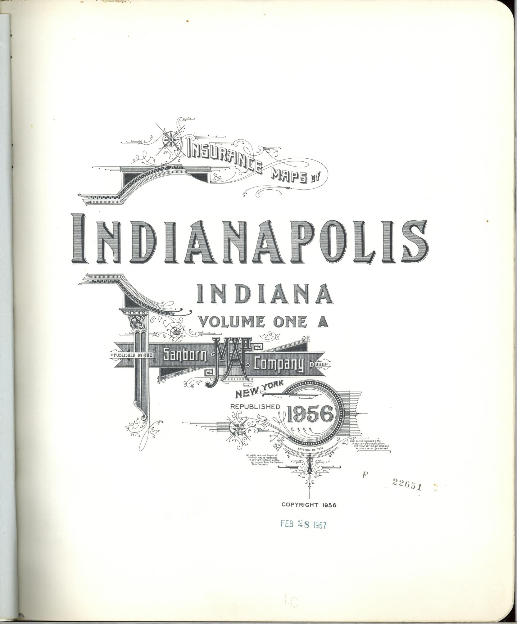 Sanborn Fire Insurance Map from Indianapolis, Marion County, Indiana (1956), Sheet #0001 - Complete Map Set gallery image, historic Sanborn map, vintage wall art, Indiana Indiana