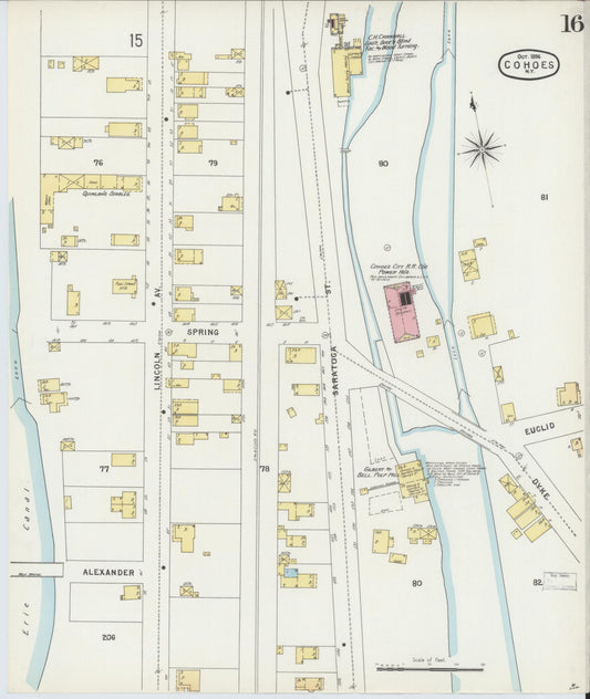 Sanborn Fire Insurance Map from Cohoes, Albany County, New York (1896), Sheet #0016 - Historic Sanborn Fire Insurance Map Print, vintage old map wall art, antique decor, genealogy gift, New York New York map