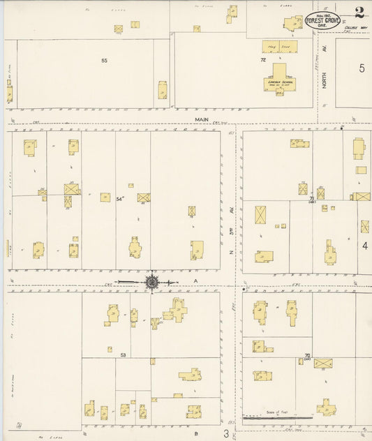 Sanborn Fire Insurance Map from Forest Grove, Washington County, Oregon (1912), Sheet #0002 - Historic Sanborn Fire Insurance Map Print, vintage old map wall art, antique decor, genealogy gift, Oregon Oregon map
