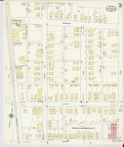 Sanborn Fire Insurance Map from Newark, Licking County, Ohio (1912), Sheet #0003 - Complete Map Set gallery image, historic Sanborn map, vintage wall art, Ohio Ohio