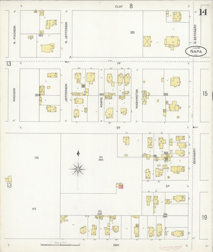 Sanborn Fire Insurance Map from Napa, Napa County, California (1901), Sheet #0014 - Complete Map Set gallery image, historic Sanborn map, vintage wall art, California California
