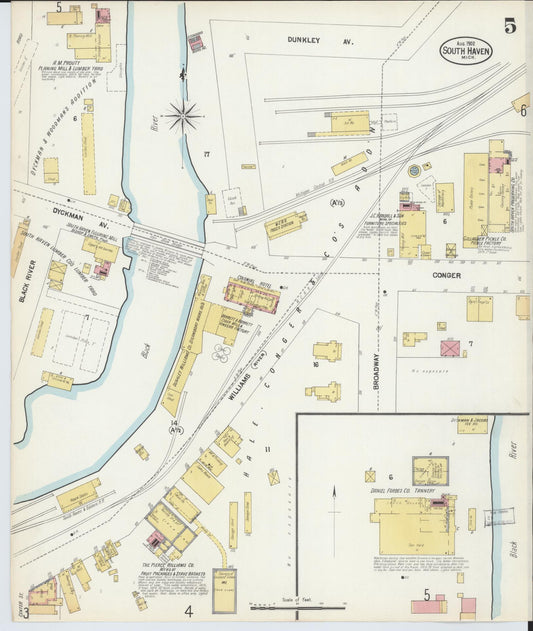 Sanborn Fire Insurance Map from South Haven, Van Buren County, Michigan (1902), Sheet #0005 - Historic Sanborn Fire Insurance Map Print, vintage old map wall art, antique decor, genealogy gift, Michigan Michigan map