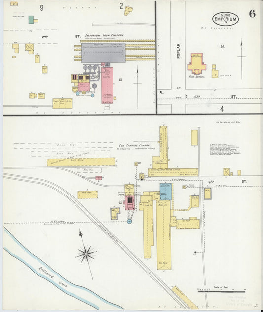 Sanborn Fire Insurance Map from Emporium, Cameron County, Pennsylvania (1903), Sheet #0006 - Historic Sanborn Fire Insurance Map Print, vintage old map wall art, antique decor, genealogy gift, Pennsylvania Pennsylvania map