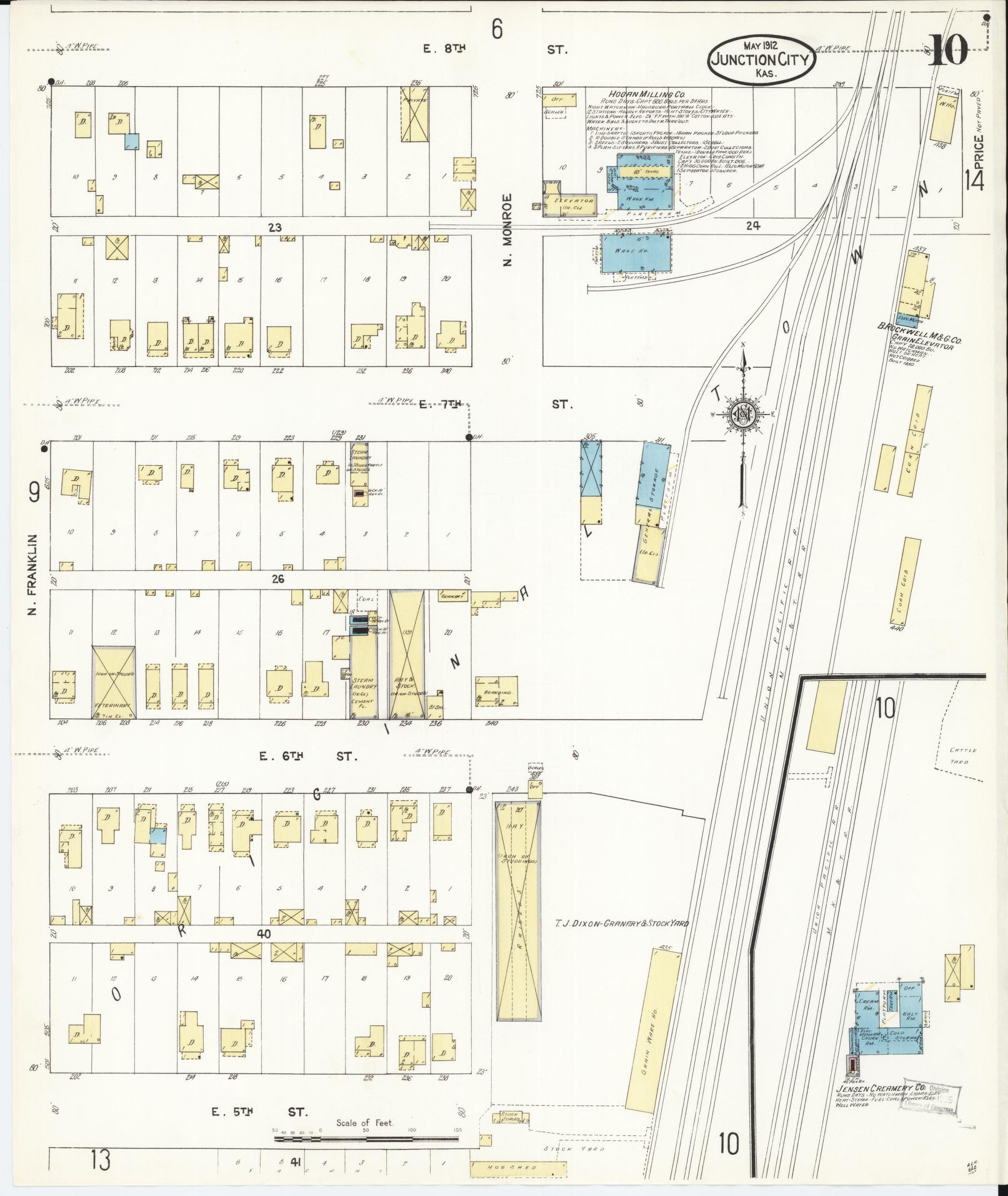 Sanborn Fire Insurance Map from Junction City, Geary County, Kansas (1912), Sheet #0010 - Complete Map Set gallery image, historic Sanborn map, vintage wall art, Kansas Kansas