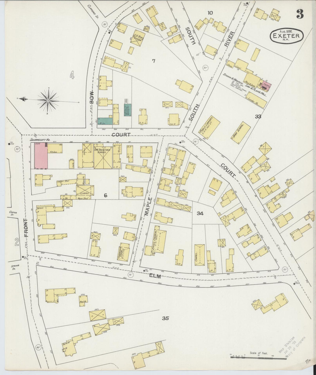 Sanborn Fire Insurance Map from Exeter, Rockingham County, New Hampshire (1892), Sheet #0003 - Complete Map Set gallery image, historic Sanborn map, vintage wall art, New Hampshire New Hampshire