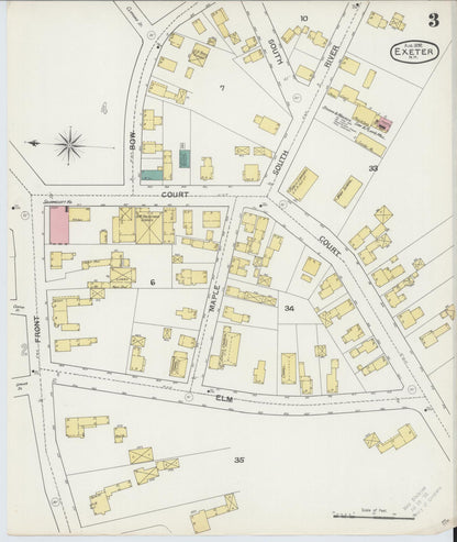 Sanborn Fire Insurance Map from Exeter, Rockingham County, New Hampshire (1892), Sheet #0003 - Complete Map Set gallery image, historic Sanborn map, vintage wall art, New Hampshire New Hampshire