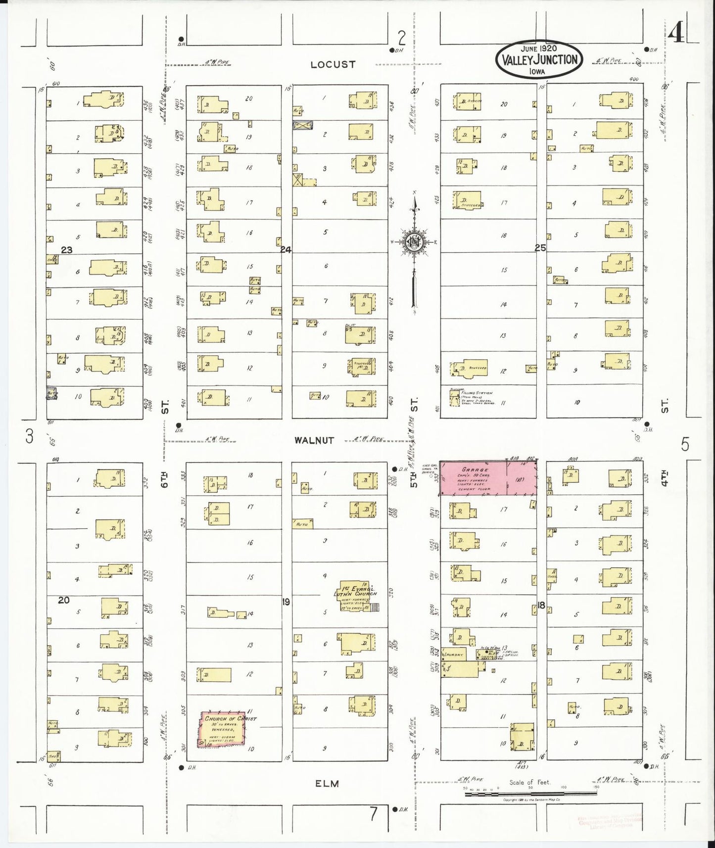 Sanborn Fire Insurance Map from Valley Junction, Polk County, Iowa (1920), Sheet #0004 - Historic Sanborn Fire Insurance Map Print, vintage old map wall art