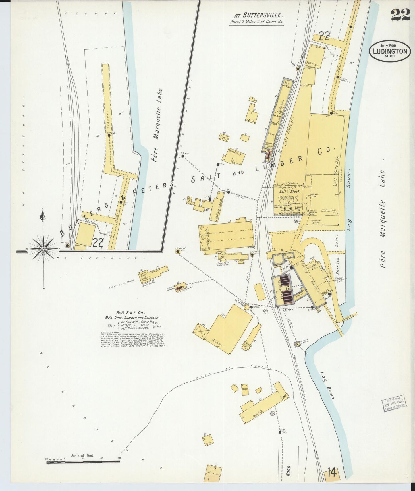 Sanborn Fire Insurance Map from Ludington, Mason County, Michigan (1900), Sheet #0022 - Complete Map Set gallery image, historic Sanborn map, vintage wall art, Michigan Michigan