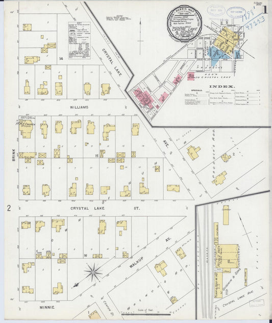 Sanborn Fire Insurance Map from Crystal Lake, McHenry County, Illinois (1898), Sheet #0001 - Complete Map Set gallery image, historic Sanborn map, vintage wall art, Illinois Illinois