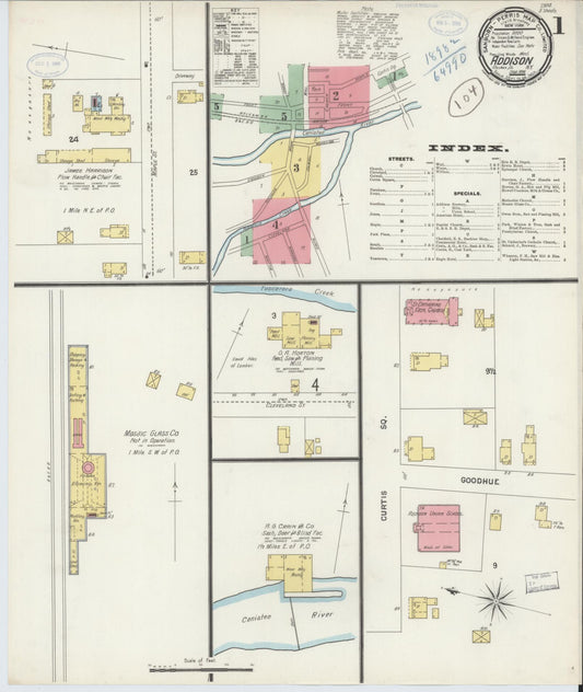 Sanborn Fire Insurance Map from Addison, Steuben County, New York (1898), Sheet #0001 - Historic Sanborn Fire Insurance Map Print, vintage old map wall art, antique decor, genealogy gift, New York New York map