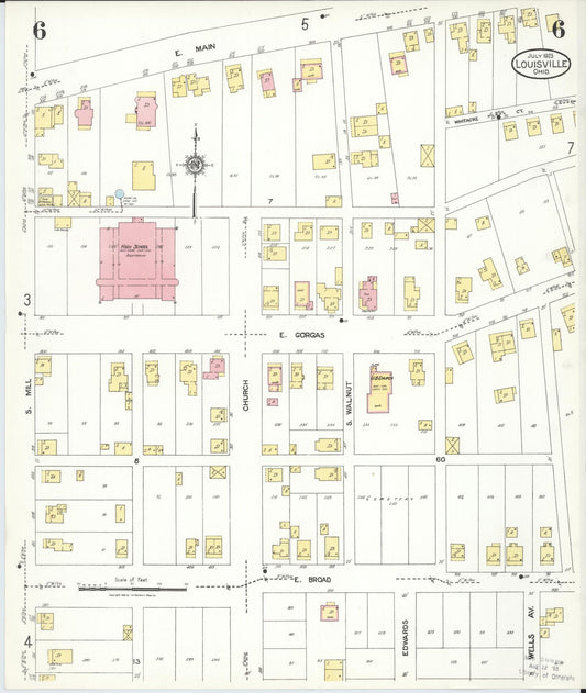 Sanborn Fire Insurance Map from Louisville, Stark County, Ohio (1923), Sheet #0006 - Historic Sanborn Fire Insurance Map Print, vintage old map wall art, antique decor, genealogy gift, Ohio Ohio map