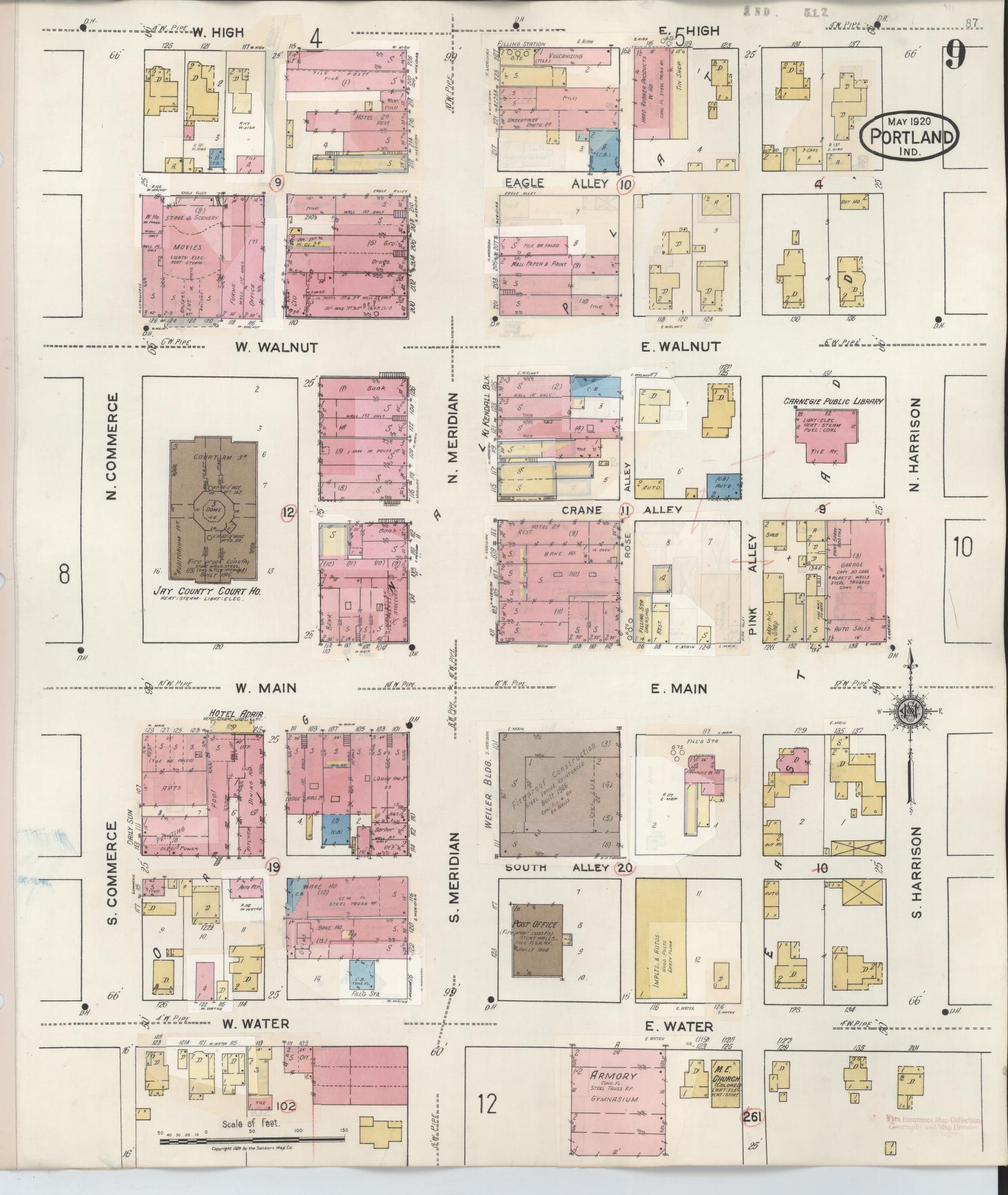 Sanborn Fire Insurance Map from Portland, Jay County, Indiana (1946), Sheet #0009 - Complete Map Set gallery image, historic Sanborn map, vintage wall art, Indiana Indiana