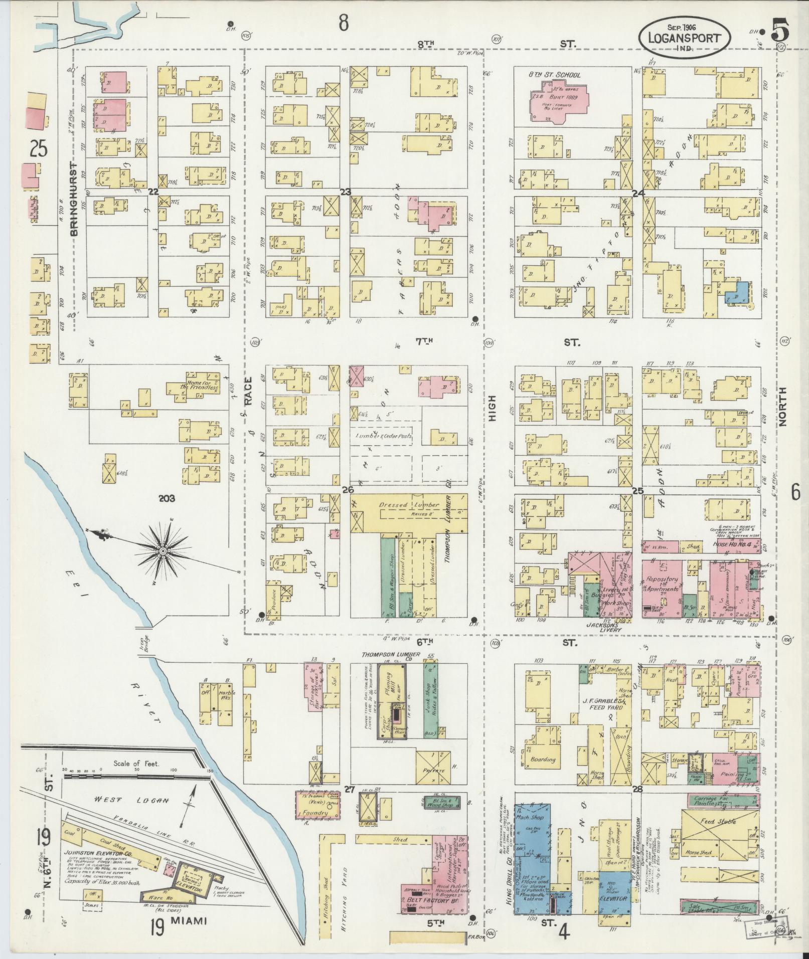 Sanborn Fire Insurance Map from Logansport, Cass County, Indiana (1906), Sheet #0005 - Complete Map Set gallery image, historic Sanborn map, vintage wall art, Indiana Indiana