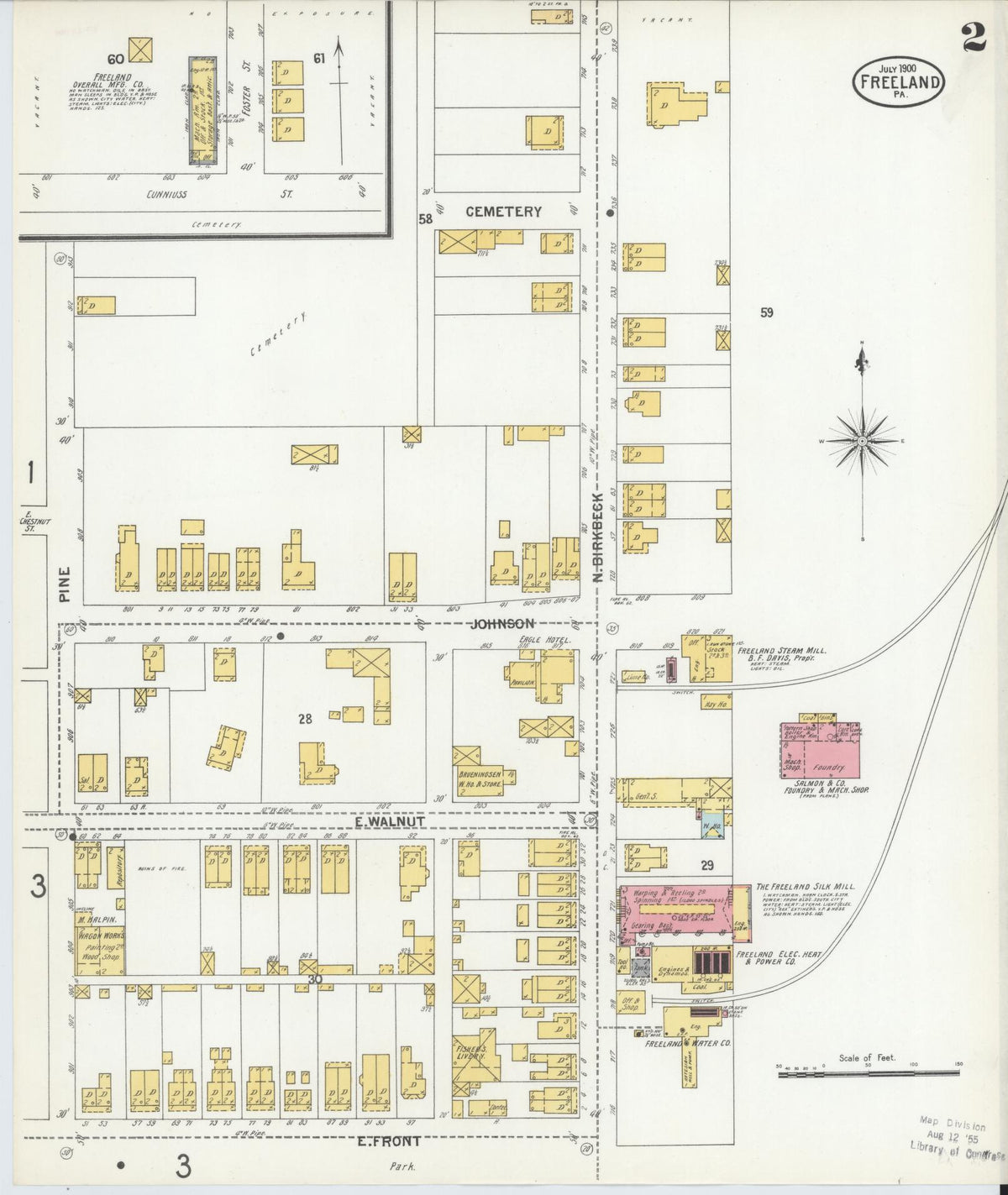 Sanborn Fire Insurance Map from Freeland, Luzerne County, Pennsylvania (1900), Sheet #0002 - Complete Map Set gallery image, historic Sanborn map, vintage wall art, Pennsylvania Pennsylvania