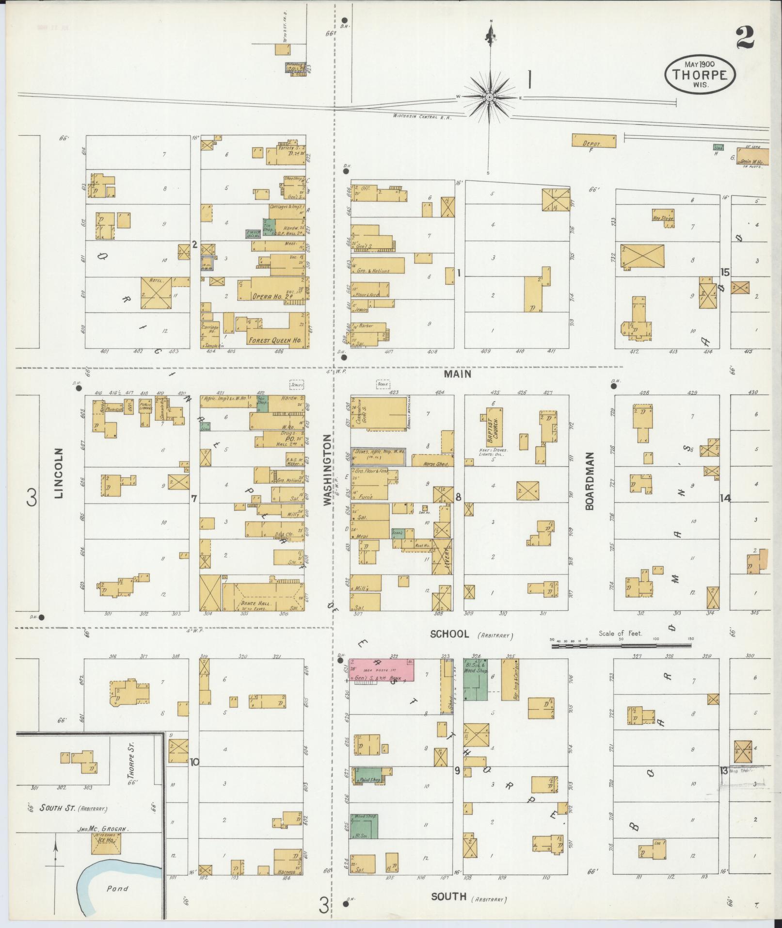 Sanborn Fire Insurance Map from Thorpe, Clark County, Wisconsin (1900), Sheet #0002 - Historic Sanborn Fire Insurance Map Print, vintage old map wall art, antique decor, genealogy gift, Wisconsin Wisconsin map