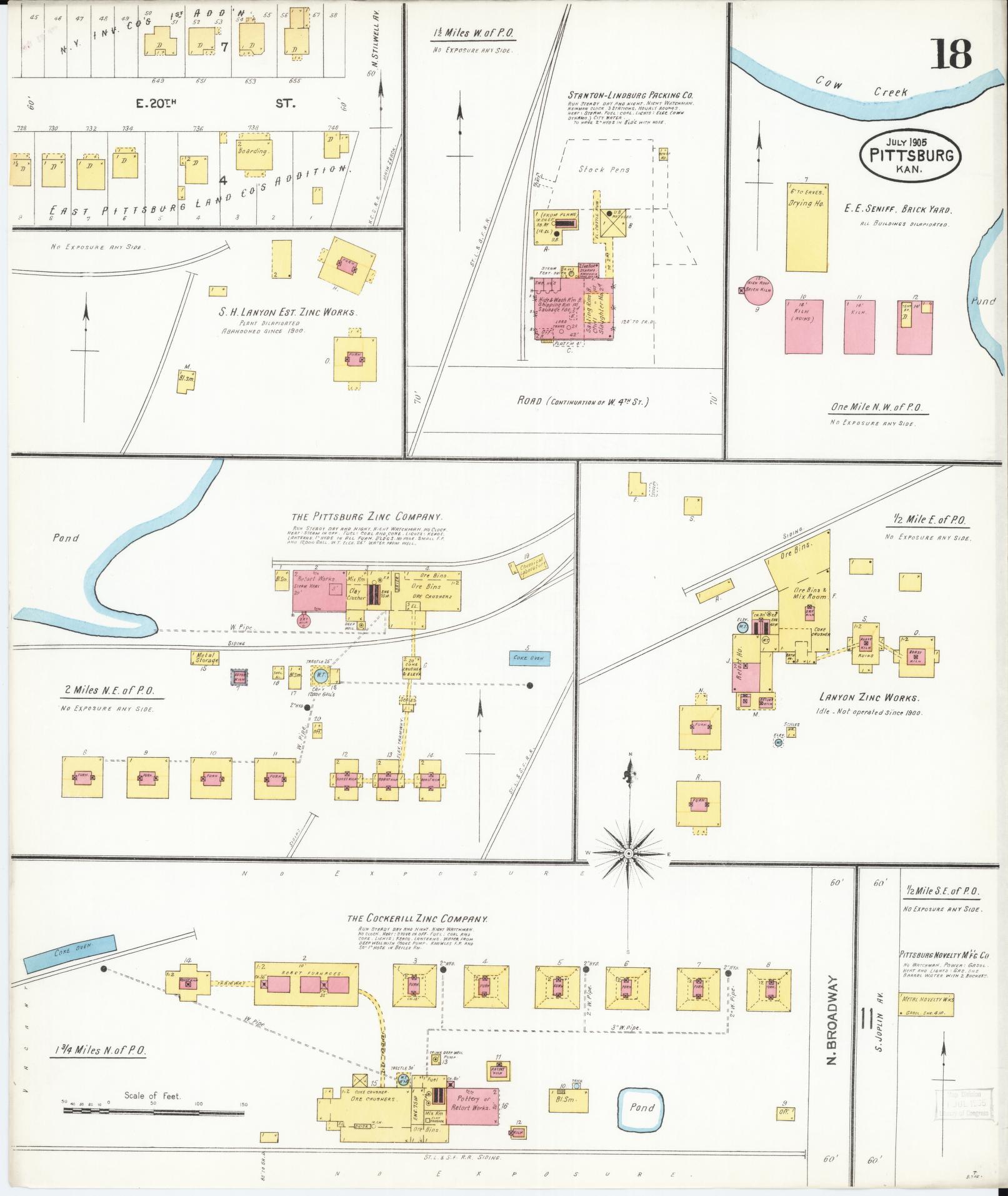 Sanborn Fire Insurance Map from Pittsburg, Crawford County, Kansas (1905), Sheet #0018 - Complete Map Set gallery image, historic Sanborn map, vintage wall art, Kansas Kansas