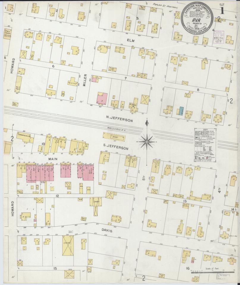 Sanborn Fire Insurance Map from Ava, Jackson County, Illinois. (1902) – Map View