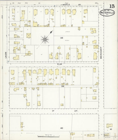 Sanborn Fire Insurance Map from Watsonville, Santa Cruz County, California (1892), Sheet #0015 - Complete Map Set gallery image, historic Sanborn map, vintage wall art, California California