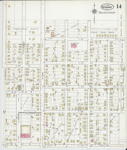 Sanborn Fire Insurance Map from Kewanee, Henry County, Illinois (1918), Sheet #0014 - Complete Map Set gallery image, historic Sanborn map, vintage wall art, Illinois Illinois
