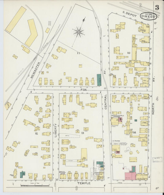 Sanborn Fire Insurance Map from Owego, Tioga County, New York (1893), Sheet #0003 - Historic Sanborn Fire Insurance Map Print, vintage old map wall art, antique decor, genealogy gift, New York New York map