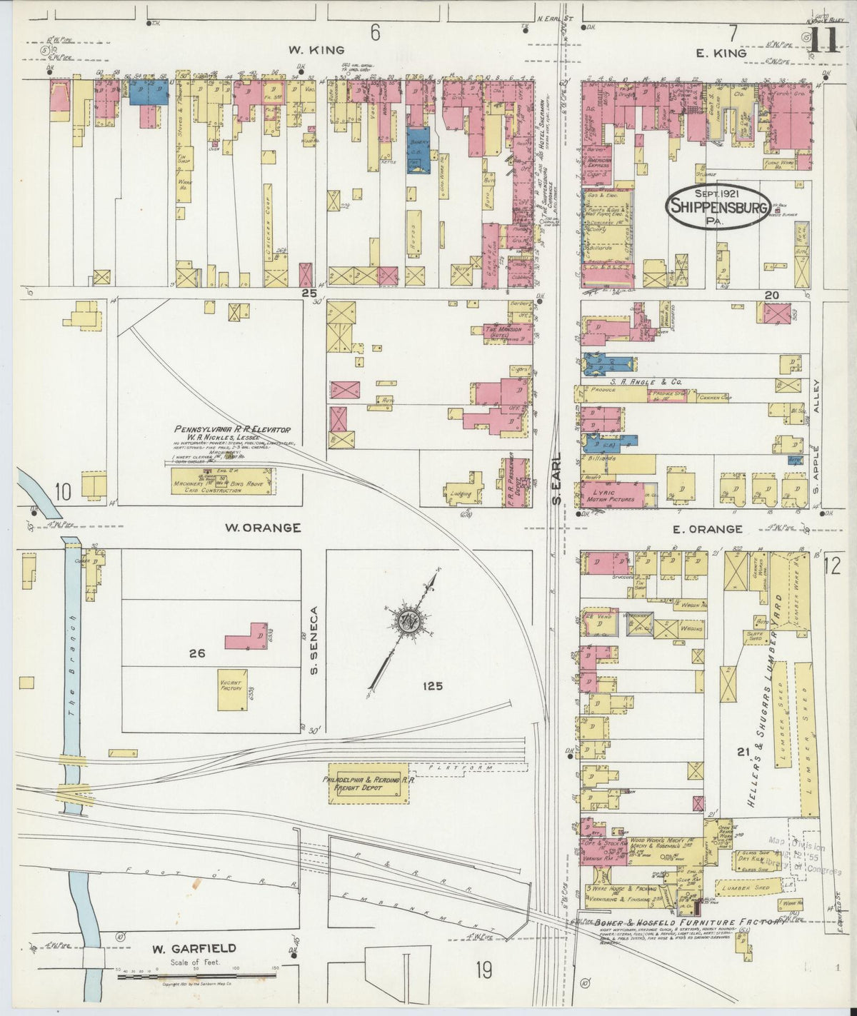 Sanborn Fire Insurance Map from Shippensburg, Cumberland And Franklin Counties, Pennsylvania (1921), Sheet #0011 - Historic Sanborn Fire Insurance Map Print, vintage old map wall art, antique decor, genealogy gift, Counties Pennsylvania map