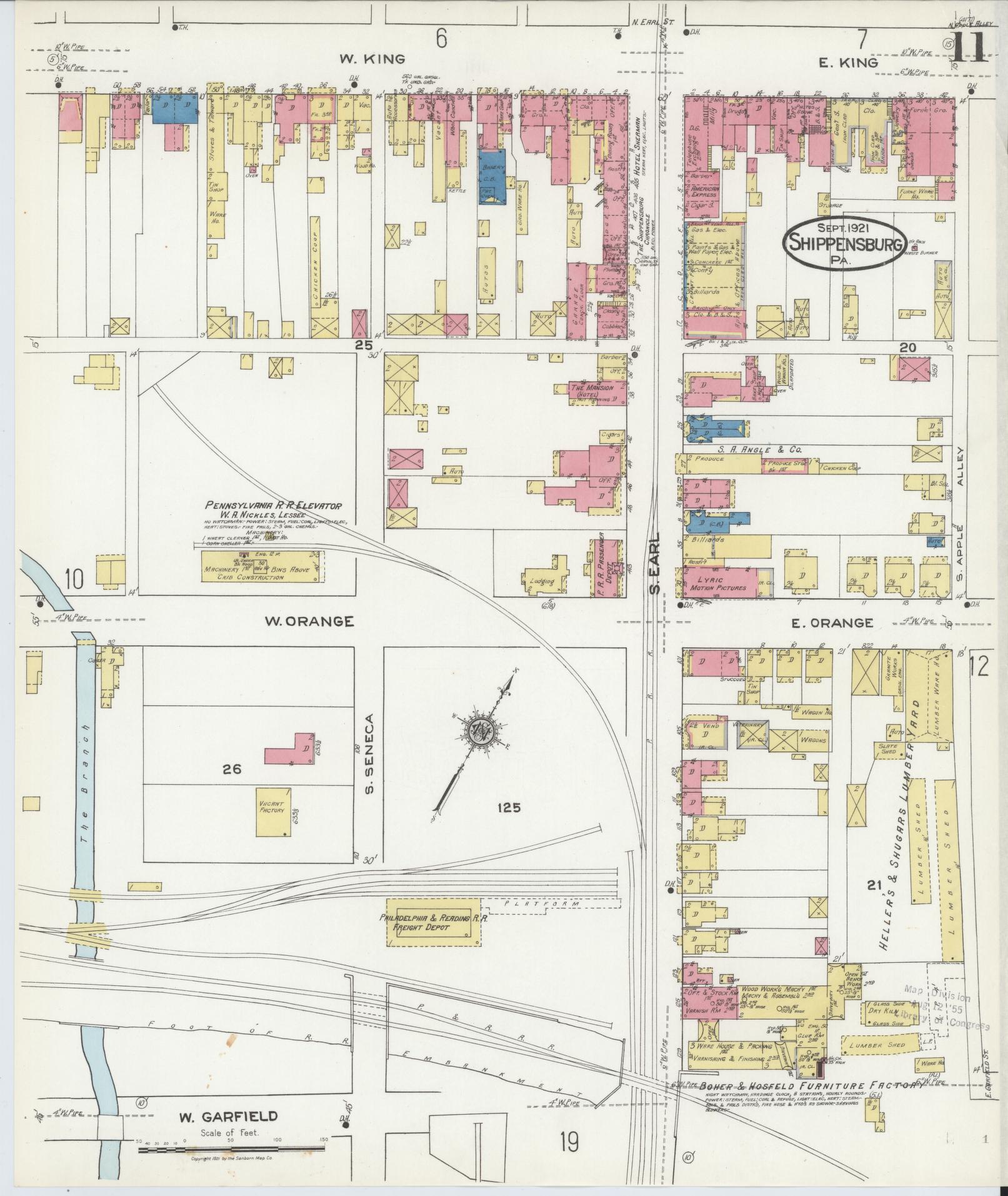 Sanborn Fire Insurance Map from Shippensburg, Cumberland And Franklin Counties, Pennsylvania (1921), Sheet #0011 - Historic Sanborn Fire Insurance Map Print, vintage old map wall art, antique decor, genealogy gift, Counties Pennsylvania map