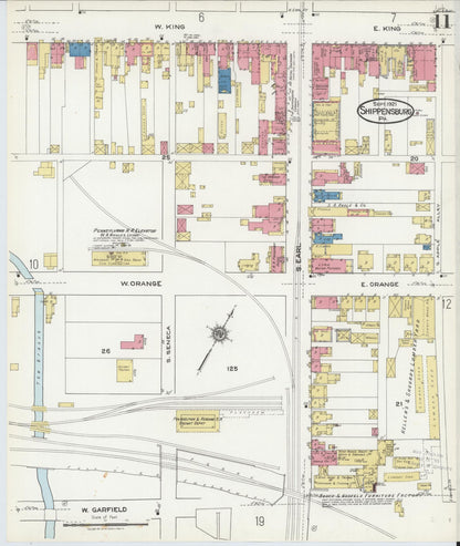 Sanborn Fire Insurance Map from Shippensburg, Cumberland And Franklin Counties, Pennsylvania (1921), Sheet #0011 - Historic Sanborn Fire Insurance Map Print, vintage old map wall art, antique decor, genealogy gift, Counties Pennsylvania map