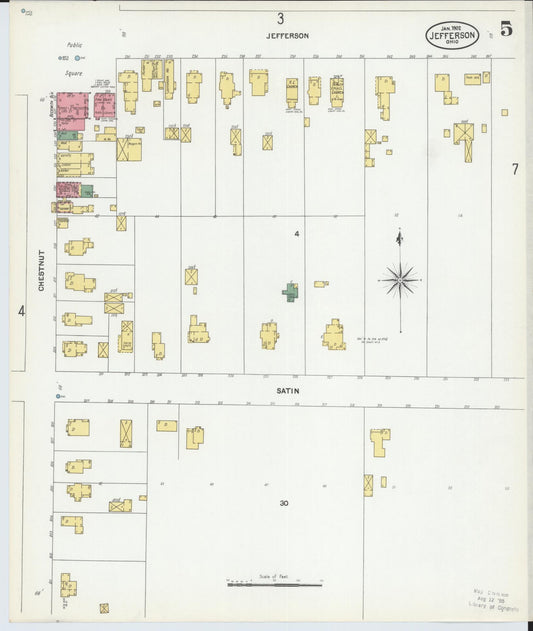 Sanborn Fire Insurance Map from Jefferson, Ashtabula County, Ohio (1902), Sheet #0005 - Historic Sanborn Fire Insurance Map Print, vintage old map wall art, antique decor, genealogy gift, Ohio Ohio map